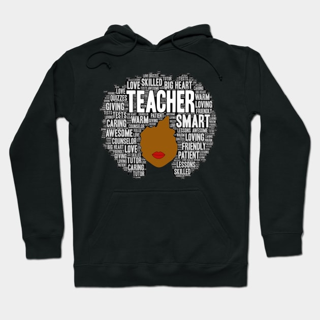 African American Teacher Words in Afro Hoodie by blackartmattersshop